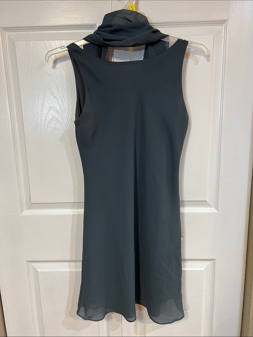 Alyn Paige Slate Gray Sleeveless Mini Dress with Matching Scarf